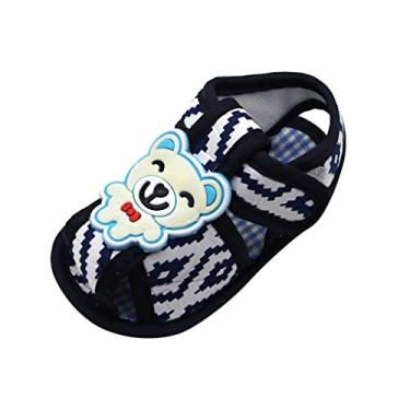 Imagem de Chinelos para meninas recém-nascidas com estampa de desenho animado pré-andador sola macia sapatos únicos sapato infantil menino, Azul marino, 0-6 Meses