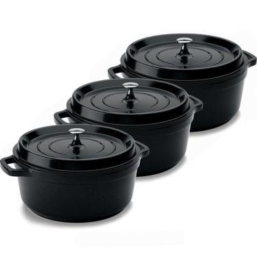 Imagem de Conjunto Caçarola Hercules Cerâmica Preto 6,8L  x3 