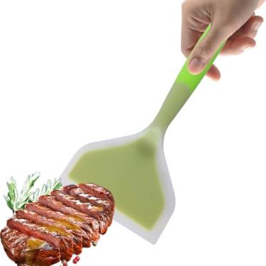 Imagem de Espátula plana | Pá de fritar de boca larga para panela de jade | Espátula de ovo utensílios de cozinha para carne, Tamagoyaki