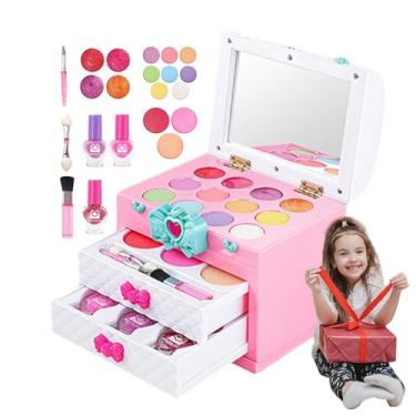 Imagem de Kit de maquiagem infantil para menina, Conjunto de maquiagem lavável para crianças, Conjunto portátil de salão de beleza, conjunto de maquiagem lavável para meninas de 3 4 5 6 7 8 anos, Pinnkl