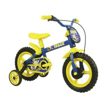 Imagem de Bicicleta Infantil Aro 12 Track & Bikes Arco Íris - Azul E Amarelo Com