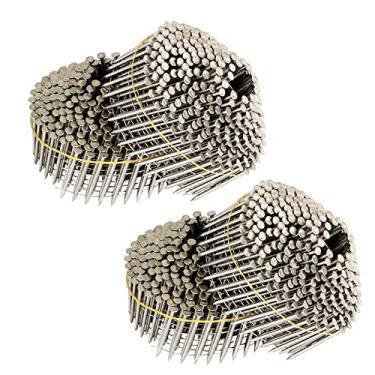 Imagem de marddpair Pregos de revestimento de aço inoxidável com haste de anel de 1200 cm x 0,090 cm (1-3/4" x 0,090") Pregos de revestimento de bobina de aço inoxidável para revestimento de placa de cimento ou cercas