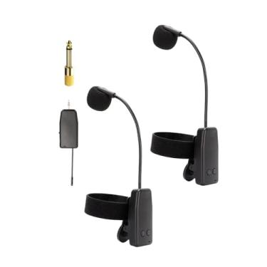 Imagem de Fancyes Instrumento microfone sax microfone alto-falante receptor 30m alcance plug and play para cantar trombetas tuba, 1 em 2