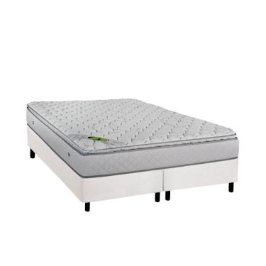 Imagem de  Cama Box Queen: Colchão Molas Ensacadas Luckspuma MasterPocket Luck Spring + Base CRC Courano White(158x198)