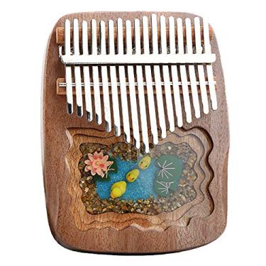 Imagem de Piano de dedo 17 teclas kalimba polegar instrumento musical tradicional, polegar de bolso piano de dedo resina de mogno, piano Mbira para amantes de música, (17 cm x 13 cm) N