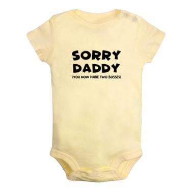 Imagem de iDzn Macacão infantil unissex para bebês Sorry Daddy You Have Two Bosses Funny Romper para recém-nascidos, Amarelo, 12-18 Months