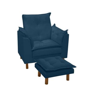 Imagem de Poltrona De Amamentação Com Puff Isabella Bellamado Cor:azul Marinho