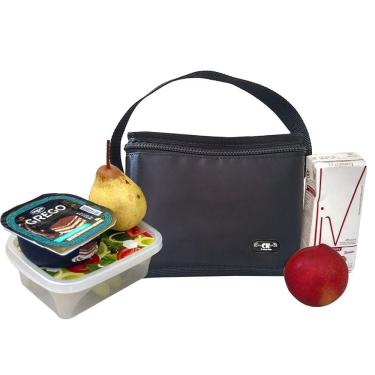 Imagem de Bolsa Térmica Pequena Marmita Lancheira Preta Unissex Dieta Lanches Bebidas
