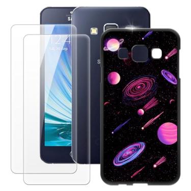 Imagem de MILEGOO Capa para Samsung Galaxy A3 2015 + 2 peças protetoras de tela de vidro temperado, capa ultrafina de silicone TPU macio à prova de choque para Samsung Galaxy A3 2015 (4,5 polegadas)