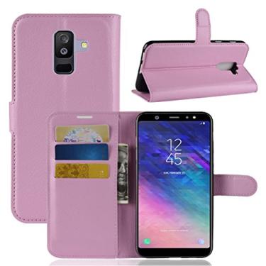 Imagem de Capa carteira para Samsung J8 Plus, carteira flip de couro PU premium com compartimento para cartão, suporte e fecho magnético [capa interna à prova de choque de TPU] Compatível com Samsung J8 Plus