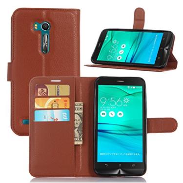 Imagem de Capa ASUS Zenfone Go/ZB551KL, capa carteira flip de couro PU premium com compartimento para cartão, suporte e fecho magnético [capa interior à prova de choque de TPU] Compatível com ASUS Zenfone Go/
