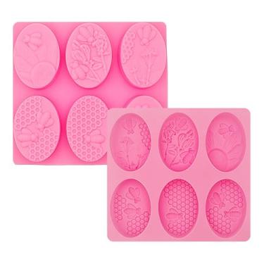 Imagem de WOOPSOO 2 peças de moldes de sabão de favo de mel de abelha moldes de silicone moldes de bolo colmeia conjunto de moldes de chocolate para casa feito à mão DIY vela muffin bandeja de cozimento barras