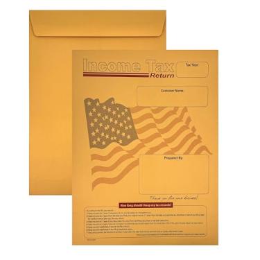 Imagem de Envelope de declaração de imposto de renda de depósito de 100 caixas para clientes, envelopes de catálogo (lado aberto), premium 12,7 kg branco, 100 envelopes (marrom kraft, 10 x 13)