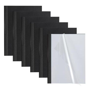 Imagem de HOUYEE Pacote com 20 capas de apresentação de encadernação térmica, coluna de 1/40.6 cm comporta 15 folhas, capa frontal ultra transparente, capa traseira de papel preto, tamanho carta