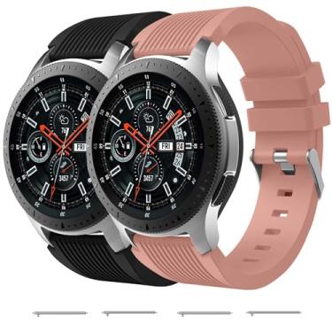 Imagem de Nacorulu Pulseira de silicone compatível com Samsung Galaxy Watch de 46 mm/Galaxy Watch 3 de 45 mm/Gear S3 Classic/Gear S3 Frontier, pulseira de silicone para relógio inteligente de 22 mm (pacote com