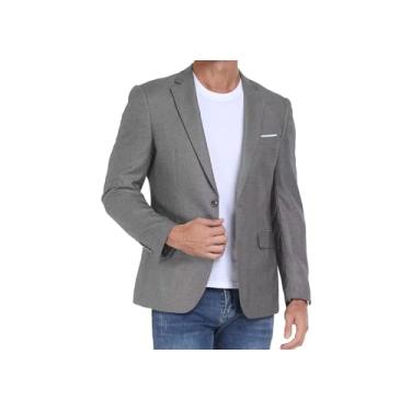 Imagem de BONOW Blazer masculino casual, slim fit, leve, esportivo, jaqueta de um botão, Cinza claro, X-Large