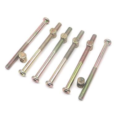 Imagem de binifiMux M8 x 110 mm 65 mm Kit de parafusos de parafuso de parafusos de parafusos de meia rosca para berço beliche cadeiras 6 conjuntos