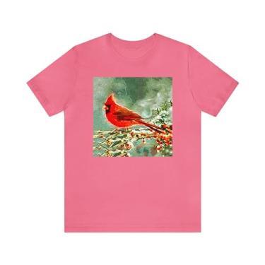 Imagem de Camiseta de manga curta unissex Winter Cardinal da Doggylips, Charity Pink, G