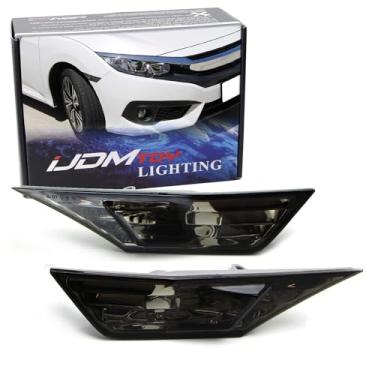 Imagem de iJDMTOY JDM Lentes fumadas dianteiras laterais marcadores de luz de iluminação compatível com Honda Civic Sedan/Coupe/Hatchback, substitui lâmpadas de marcador lateral âmbar OEM