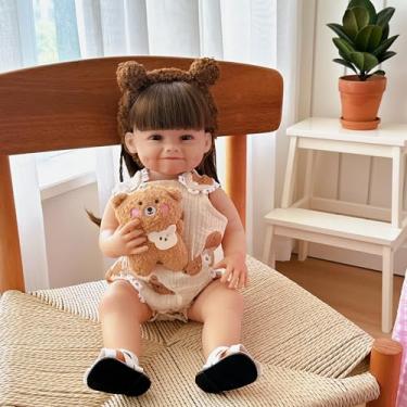 Imagem de Brastoy Bebê Reborn Boneca Silicone Menina Sorridente 55cm Original