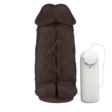 Imagem de Pênis Realístico Flexível Duplo Super Amigos com Vibrador e Ventosa 18 x 7,5cm Marrom