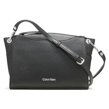 Imagem de Calvin Klein Bolsa tiracolo feminina granada com zíper, Preto/prata, One Size