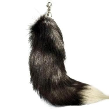 Imagem de Chaveiro Therian Fofo Foxfur Cauda Cosplay Mochila de Brinquedo Borla Acessórios Gancho Pingente para Presente de Menina, P, G