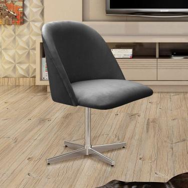 Imagem de Poltrona Decorativa Gaia Giratória Metal para Sala, Quarto, Recepção Cinza grafite