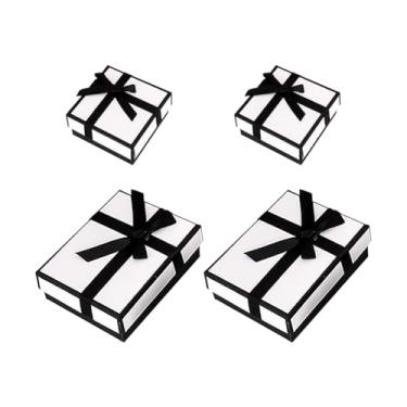 Imagem de UUYYEO 4 peças pequenas caixas de presente de joias caixas de anel de papelão colar de papel caixa pingente pulseira caixas de brincos para aniversário, dia dos namorados