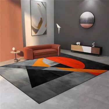 Imagem de Tapetes de decoração para casa para sala de estar, sofá geométrico laranja, mesas de centro, tapetes antiderrapantes para quarto, fiapos, grátis 5,180 x 280 cm, 71 x 110 pol.