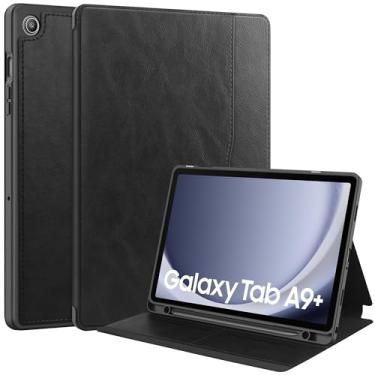 Imagem de Capa flip de couro premium para tablet, compatível com Samsung Galaxy Tab A9 Plus, capa SM-X210/SM-216/SM-X218, capa de 11 polegadas, função dormir/despertar, capa protetora estilo livro – capa de cou