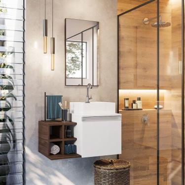 Imagem de Conjunto Gabinete Armário Para Banheiro Roma Completo Com Cuba E Torneira