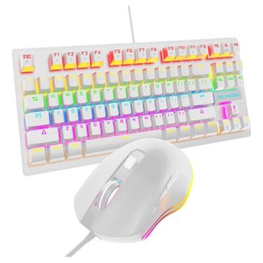 Imagem de Kit Teclado + Mouse Gamer 3200 Dpi Mecânico Led Rgb Switch Blue Com Mouse Pad Abnt2 Be-k1 Branco