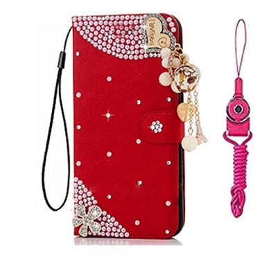 Imagem de Capa para Motorola Moto G52 4G, carteira de couro brilhante feita à mão e alça de pescoço [suporte] [fecho magnético] para Motorola Moto G52 4G capa de telefone (tamanho 9)