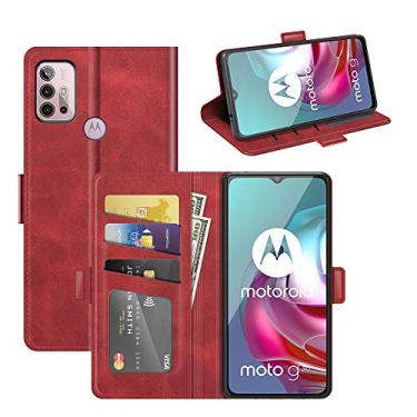 Imagem de XZDWH Capa Flip para Motorola Moto G30/G10/G20, Couro PU Vermelho com Suporte e Dobrável