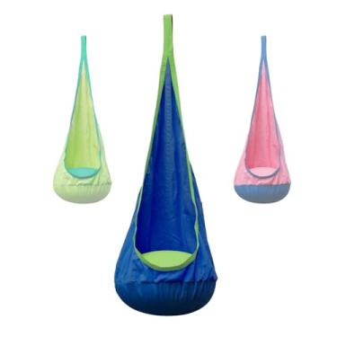 Imagem de Balanço sensorial infantil inflável para autismo, balanço sensorial interno com bomba manual, rede para pendurar em ambientes externos e internos, azul royal