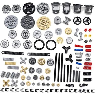 Imagem de SEEMEY 116PCS Gear and Axle Parts Set Compatible with Lego Technic Parts, DIY moc Gears Chain lnks Pins Axles Differential Assortment Pack (Random Color)