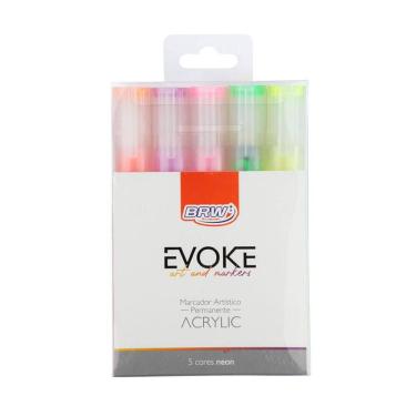 Imagem de Marcador Artístico Permanente BRW Evoke Acrylic Neon 5 Cores