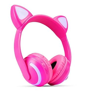 Imagem de Headphone Bluetooth Orelhas Led Fone Gatinho Hf-c240bt Rosa