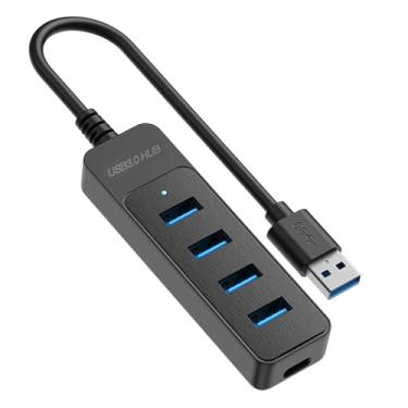 Imagem de Hub USB 3.0 de 4 portas, Hub USB 3.0 - Extensor de porta USB - Plug and Play, hub USB 4 portas, vários hubs USB 3.0, transferência rápida de dados, extensor USB para laptop, teclado,