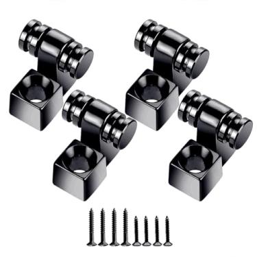 Imagem de MAXCHEER Retentor de guias de cordas para guitarra elétrica Fender Strat Stratocaster Tele Telecaster, pacote com 4 (Preto)