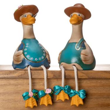 Imagem de Casal Pato Pé Balançando Cerâmica Decoração Jardim - Maryland Decor, A
