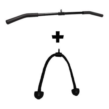 Imagem de Kit 1 Puxador Costas Barra Pulley E 01 Corda Triceps Pulley - Rei do F