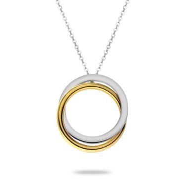 Imagem de DearOK Colares para mulheres delicado colar de ouro banhado a ouro 14K colar pingente de comprimento ajustável para mulheres 45,72 cm joias da moda argolas torcidas pingente joias presentes para meninas (ouro rosa e prata), Aço inoxidável, Sem Pedra Preciosa