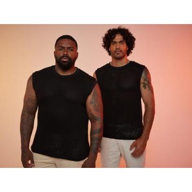 Imagem de Regata Vista x Flora Yumi Tricô Alongada, Preto, G1