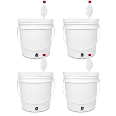 Imagem de 4 Unidades Balde Fermentador Completo 10 Litros Torneira Airlock Tampa