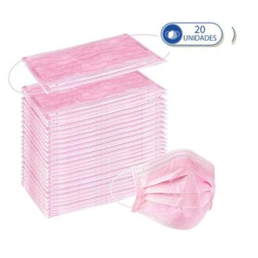 Imagem de 20 Unidades de Máscaras Cirúrgicas Descartáveis Rosa - Mascara