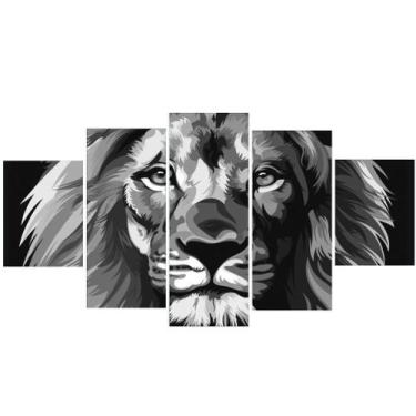 Imagem de Quadro Decorativo Leao De Juda Biblia Preto E Branco - X4adesivos