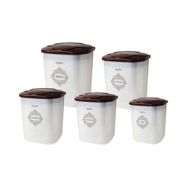 Imagem de Kit Com 5 Potes Para Mantimentos Alimentos Decorados - Jaguar