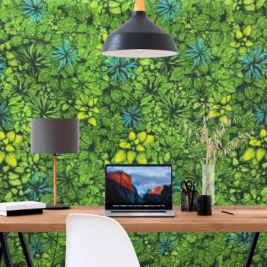 Imagem de Tecido Decoração Papel de Parede Folhagem Suculenta Jardim Vertical - 